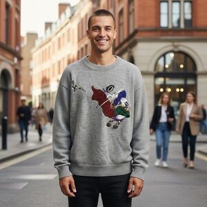 Vintage Bosa grey Don Quixote golfer & the flying duck knit sweater. ⛳️